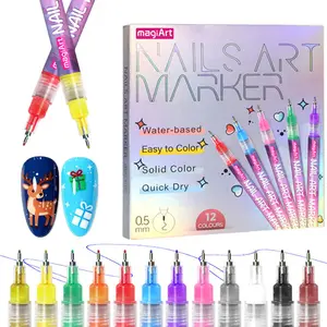 Cutics 12 Color Nail Doodle Pen for DIY Nail Art Quick Drying Acrylic Painting & 3D Dot Embroidery MMA Acrylic Nail Marker on Nails Smooth Application for Home Salon Use Cosmetic Manicure, teen girl gifts