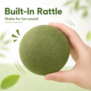 2 Pack 10cm Catnip Balls for Cats, Large Natural Cat Grass Toy with Built-In Rattle, Chew & Teeth Cleaning Ball, Indoor Self-Play Boredom Relief & Hairball Care Toy