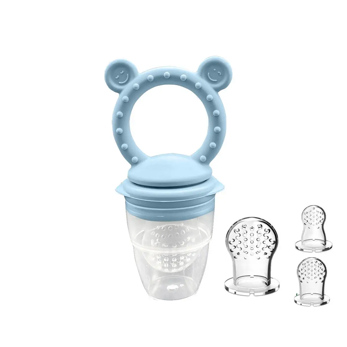 Cute Design Fruit Feeder with Pacifier Bite Bag, 1 Set Silicone Soothing Teether for Baby, Teeth Grinding Toy