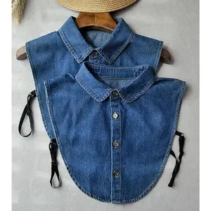 Denim Detachable Collar Shirt,Dickey Half Blouse False Collar for Lady Girls