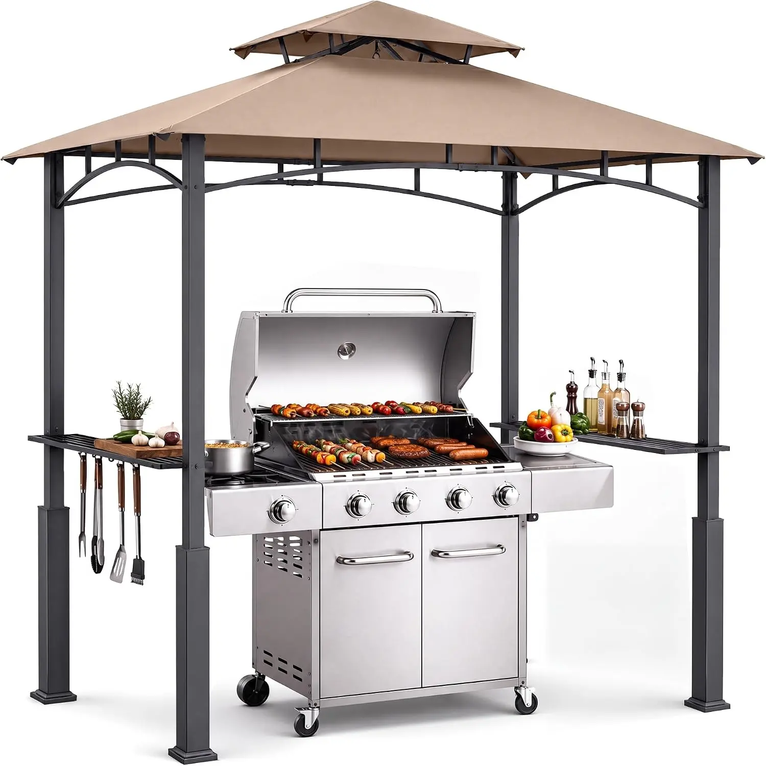 ABCCANOPY 5x8 Grill Gazebo, Outdoor BBQ Canopy Shelter for Backyard, Patio, Deck and Outdoor Cooking