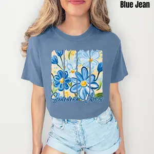 Blue Flower Summer Vibes Comfort Colors T-Shirt 'NLB'