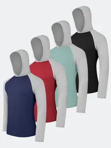 4 Pack Men's Lightweight Hoodie Performance Long Sleeve Shirt for Fishing Running Lightweight Rash Guards gym outfits workout tops gym shirts