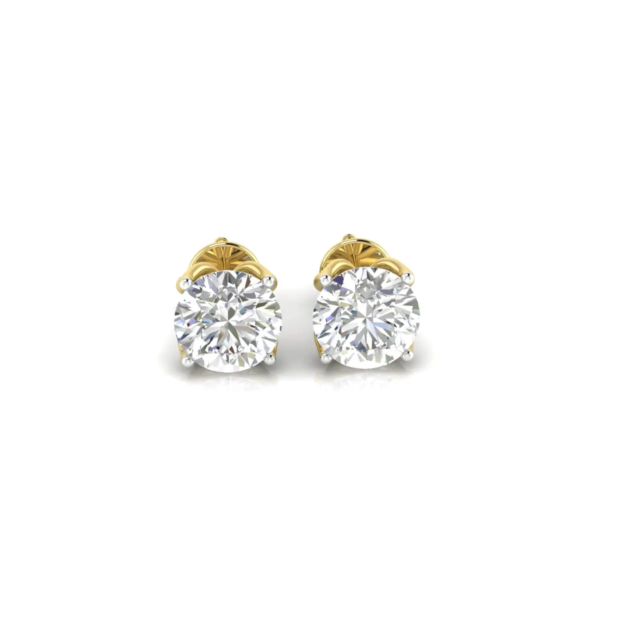 4 Carat  IGI Certified Brilliant Round Diamond Earring Yellow Gold Studs