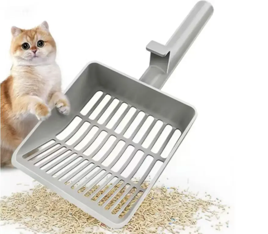 Large Cat Litter Scoop, Heavy-Duty Litter Scoop with Dual Sifting Holes for Fast & Fine Clumping, Kitty Litter Scooper with Long Handle & Easy-to-Hang Hook for Litter Box