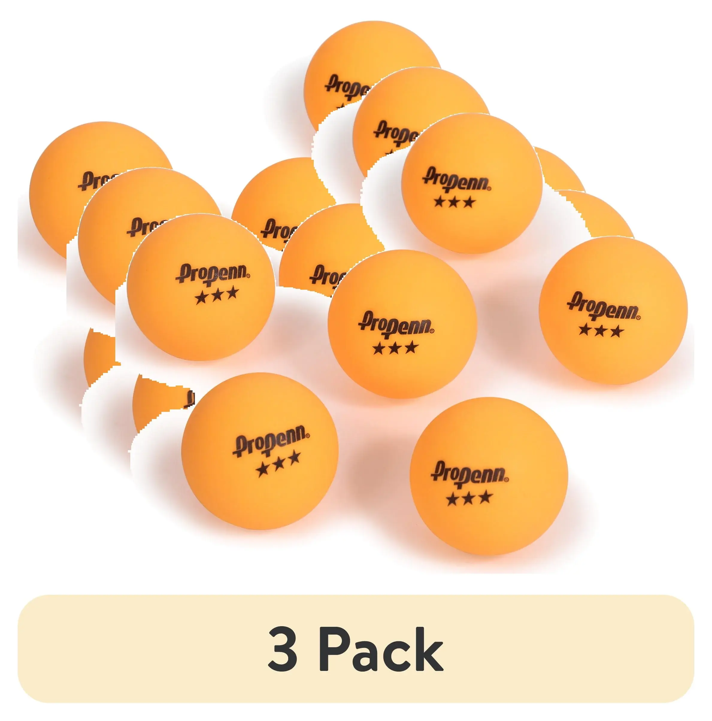 (3 Pack) Penn Pro Tournament 3-Star Table Tennis Balls, 40 Mm, Orange, 6 Count