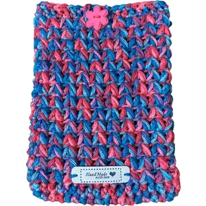 Handmade Crocheted Cover Sleeve for Kindle Paperwhite E-Reader - Purple - Blue - Pink - Multicolor - Vegan Leather Tag - Screen Protector - Acrylic - Gift for Book Lovers and Bookworms - BookTok - Mother's Day - iPad - Tablet - Nook - Flower Button