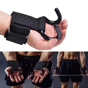 1-2pc Non-Slip Weight Lifting Hooks with Dumbbell Wrist Guard, Deadlift Grip for Pull-Up, Chin-Up Training (2-Pieces Option Available), Two-Pieces