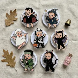 Vintage Kewpie Halloween Monster MagSafe Phone Grip, Spooky Cute Vampire Baby Griptok, Retro Frankenstein Doll Phone Stand, Witch Wizard Baby Accessory, Ghost Costume Fan Gift