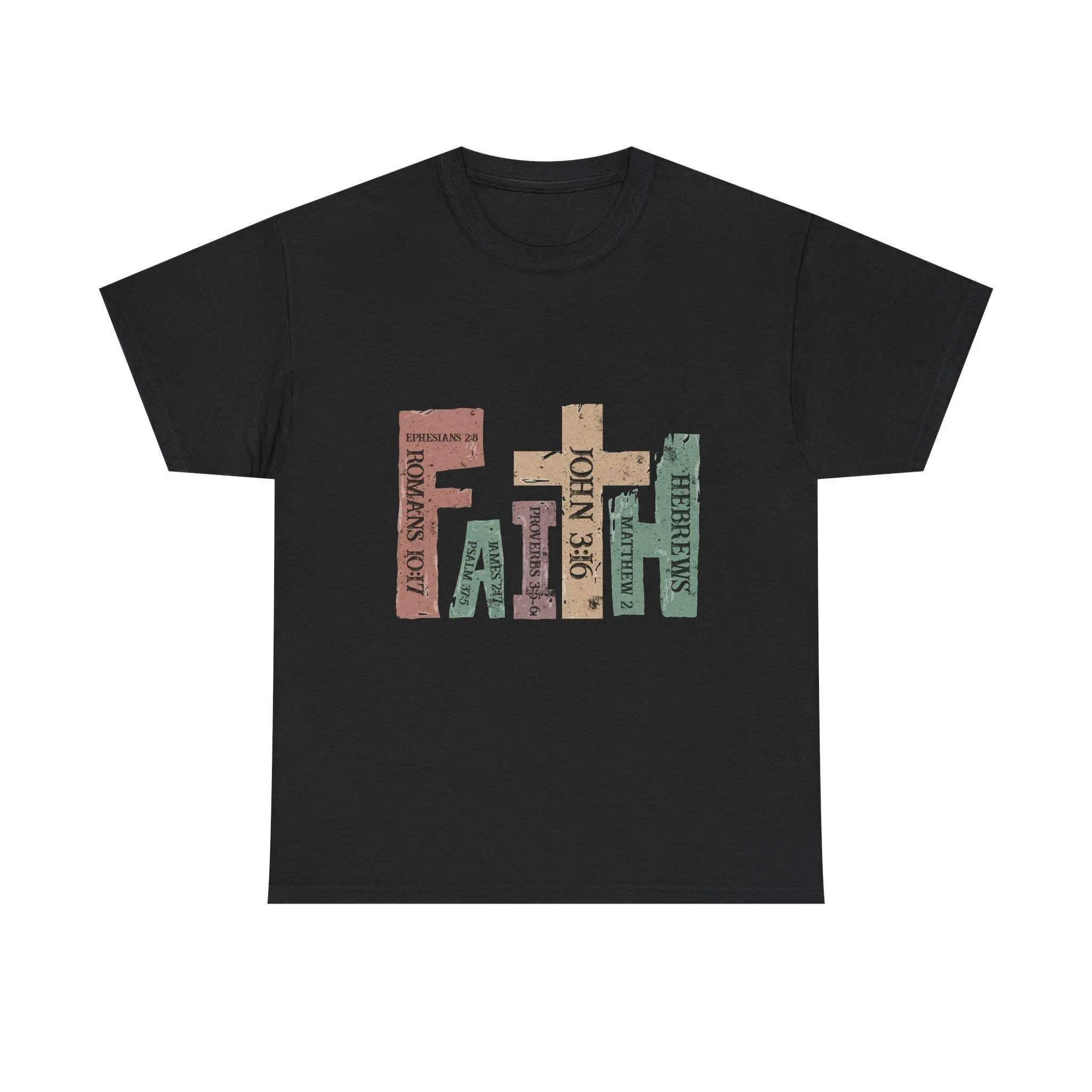 Faith word collage Tee | Bible verse scripture design Cotton Top