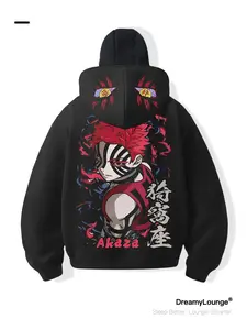 Demon Slayer Nezuko God of Death Print Loose Hoodie, Dual Layer Face Cover Design, Casual Home Wear, Fall & Winter Fashion
