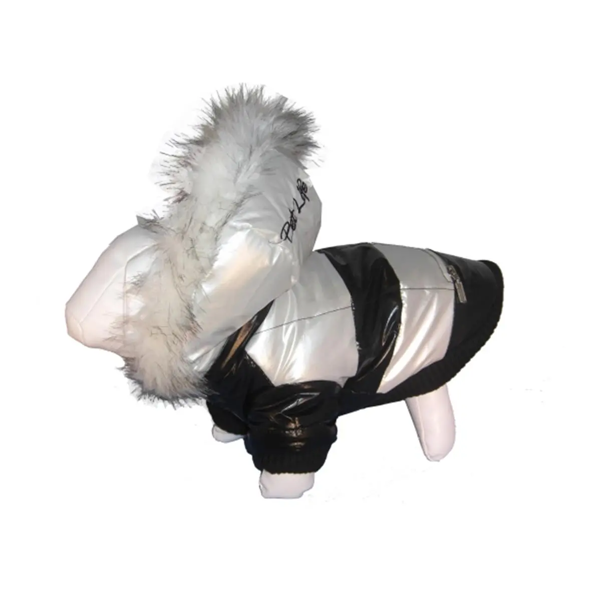 Pet Life Black & White Striped Fleece Parka for Dogs & Cats, XS Size, Zip-Off Removable Hood, Thinsulate Insulation, U-Shaped Functional Back Pocket, U-Shaped Usable Back Pocket