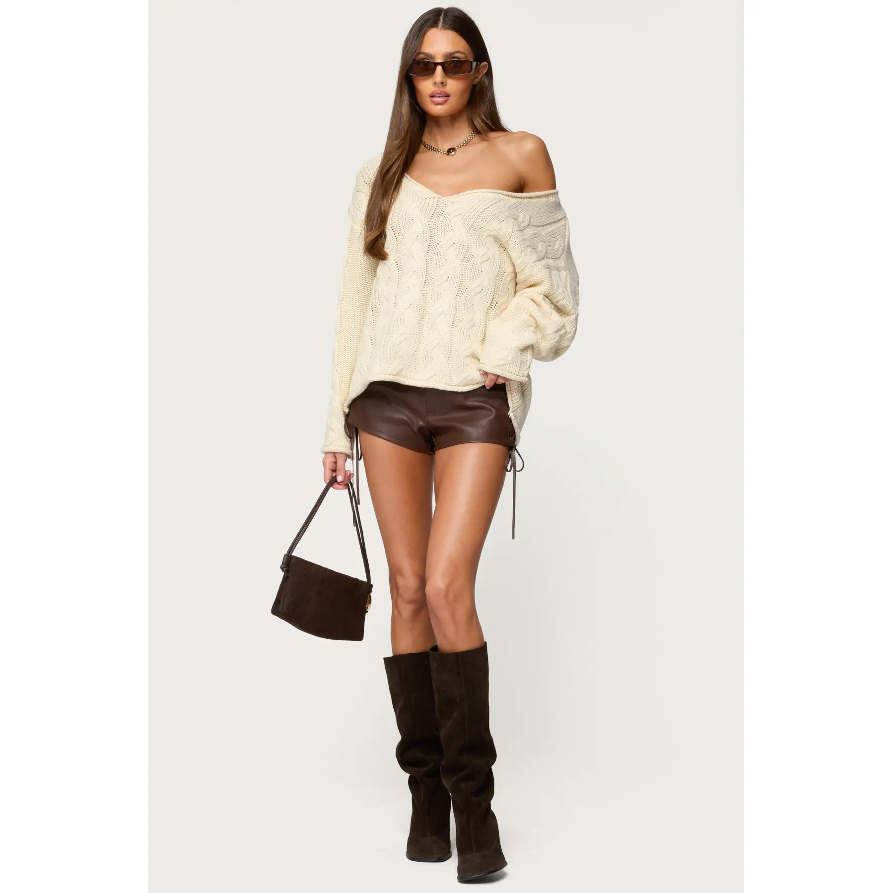 Women Inga Oversized Cable Knit Sweater Casual Long Sleeve Winter 2026