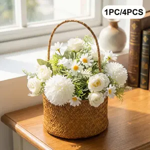 Simulated mixed bouquet of prickly balls, roses, and daisies, UV resistant, suitable for indoor decoration, outdoor decoration, vase flower arrangement, wedding season, Valentine's Day and other holiday decorations, party gifts