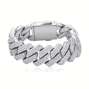 Luxurice Supernova Cuban Bracelet CZ 14mm Iced Link Trendy Fashionable Accessories \Wrist Trendy Jewellery Accessories Trendy Stack Bangle outdoorfun