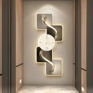 Homary 39.4" Large Silent Wall Clock Light Modern Abstract Geometric Decor Art Living Room