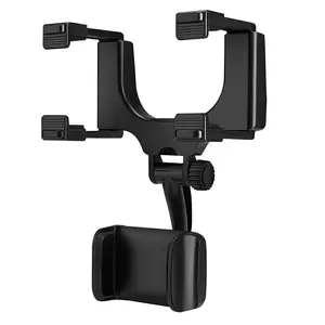 Install mobile phone holder on the rearview mirror, rearview mirror phone fixer, 360° car rearview mirror bracket, stable and rotatable bracket, durable spring arm clamp for mobile phones, suitable for mobile phone GPS and smart phones.