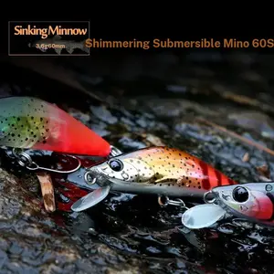 Japanese Micro Lure Shaking Sink Fishing Bait, 3.6g 60mm Minnow Soft Plastic Lure, Trout Bass Carp Fish Attraction Bait