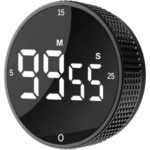 Upgrade Digital Kitchen Timer -  Countdown Countup Visual Pomodoro Timer with Large LED Display, 3-Preset Times (5, 15, 25), 3 Volume Levels, Ideal for Cooking, Baking and Fitness (1, Black)