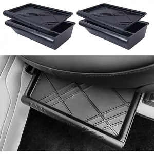 Tesla Model Y Under Seat Storage Box Organizer 2 Pack Hidden Tray Underseat Bins with Lid Fit Tesla Model Y 2020-2024 Model Y Accessories