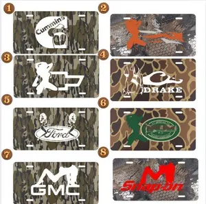 Sitka, Remington, Cummins, Chevy, GMCC, FOrd, Drake , Snap-on Camo License Plates Collection, Camouflage Car Accessory, Gifts for Him, Hunting, Tag for Car, Truck