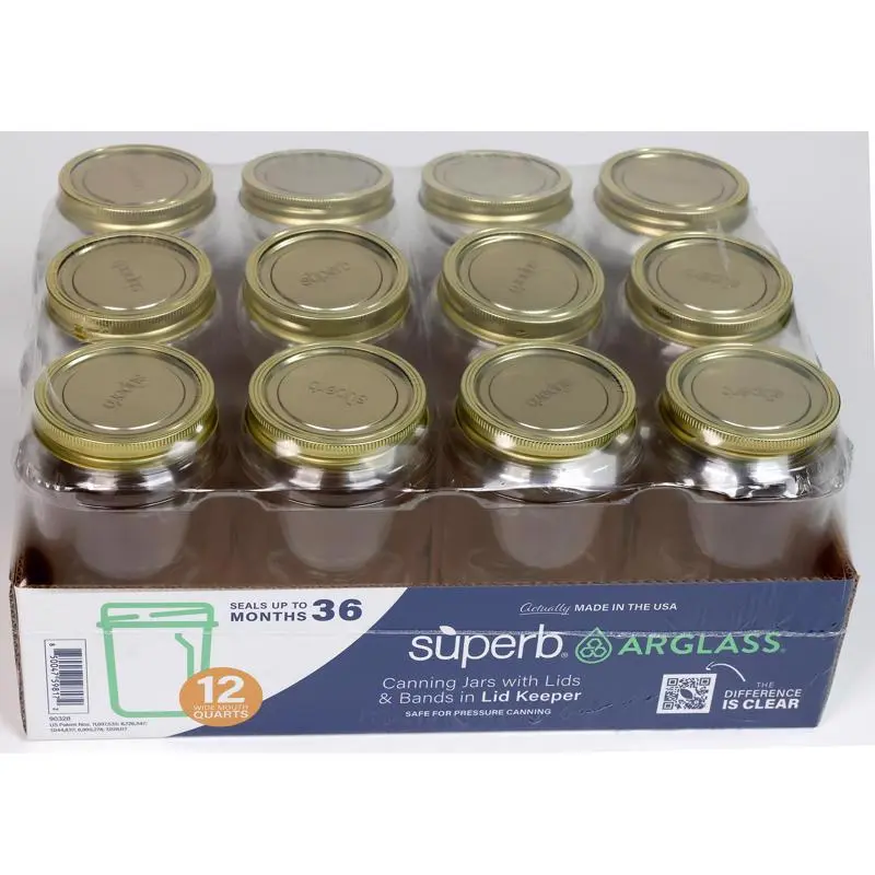 Superb 6082951 Wide Mouth Canning Jar, 32 oz - Pack of 12