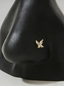 Mini Butterfly L-Type Dainty Nose Ring for Women, Casual Fashion Accessory, Elegant Daily Wear, Suitable for All Occasions, Copper Material