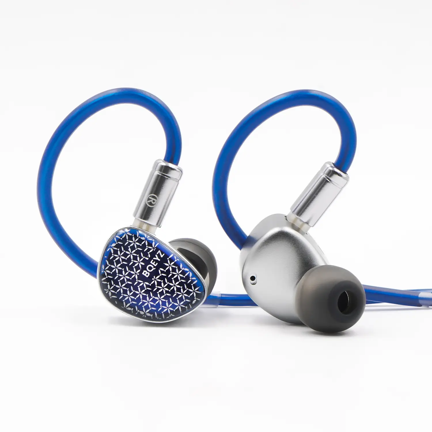 BQEYZ Frost HiFi Wired Earphone Micro Planar Driver Dynamic Driver in-Ear Monitor 0.78mm 2Pin Detachable Silver-plated Cable Blue Glass Faceplate