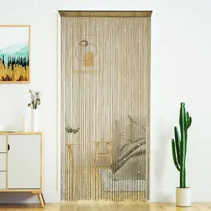 Beaded Curtain Door String Curtains for Doorway Tassels Beads Hanging Fringe Hippie Room Divider Window Hallway Entrance Wall Closet Bedroom  Decor (39x79in/100x200cm, Light Coffee)