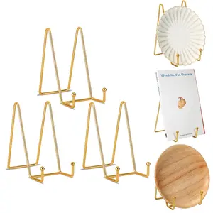 3Pack Plate Stands for Display - 6 Inch Plate Holder Display Stand + Metal Frame Holder Stand for Picture, Decorative Plate, Photo Easel, Tabletop Art (Gold) - Home Improvement.