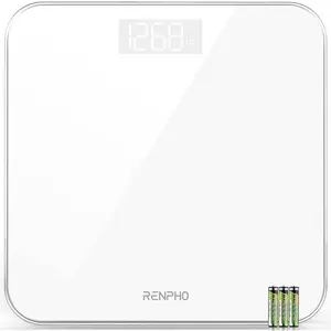 RENPHO Digital Body Weight Scale, Highly Accurate Scale for Body Weight with LED Display, round Corner Design, Anti-Slip, 400 Lb, White Renpho