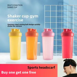 600ML Leak-Proof Shaker Bottle With 304 Stainless Steel Mixing Ball Live Stream Same Style For Gym Fitness Workout Portable Water Bottle Workout Accessories Minimal Fitness Wear Training Gear compression knee brace glov Reusable Invisible Waterproof