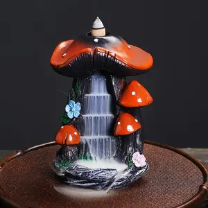 Mushroom House Design Incense Burner, 1 Count Waterfall Backflow Incense Holder, Home Decor Incense Burner without Incense for Living Room Bedroom Office, Scent, Scented Home Fragrance