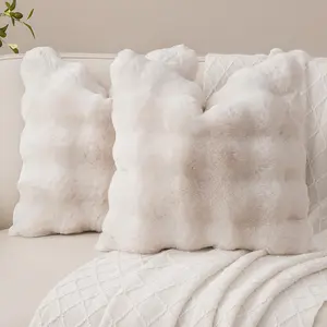 20x20 Pillow Covers Set of 2 Throw Pillows Covers for Couch Plush Decorative Pillowcase for Farmhouse Sofa Pillow Cover Cream White