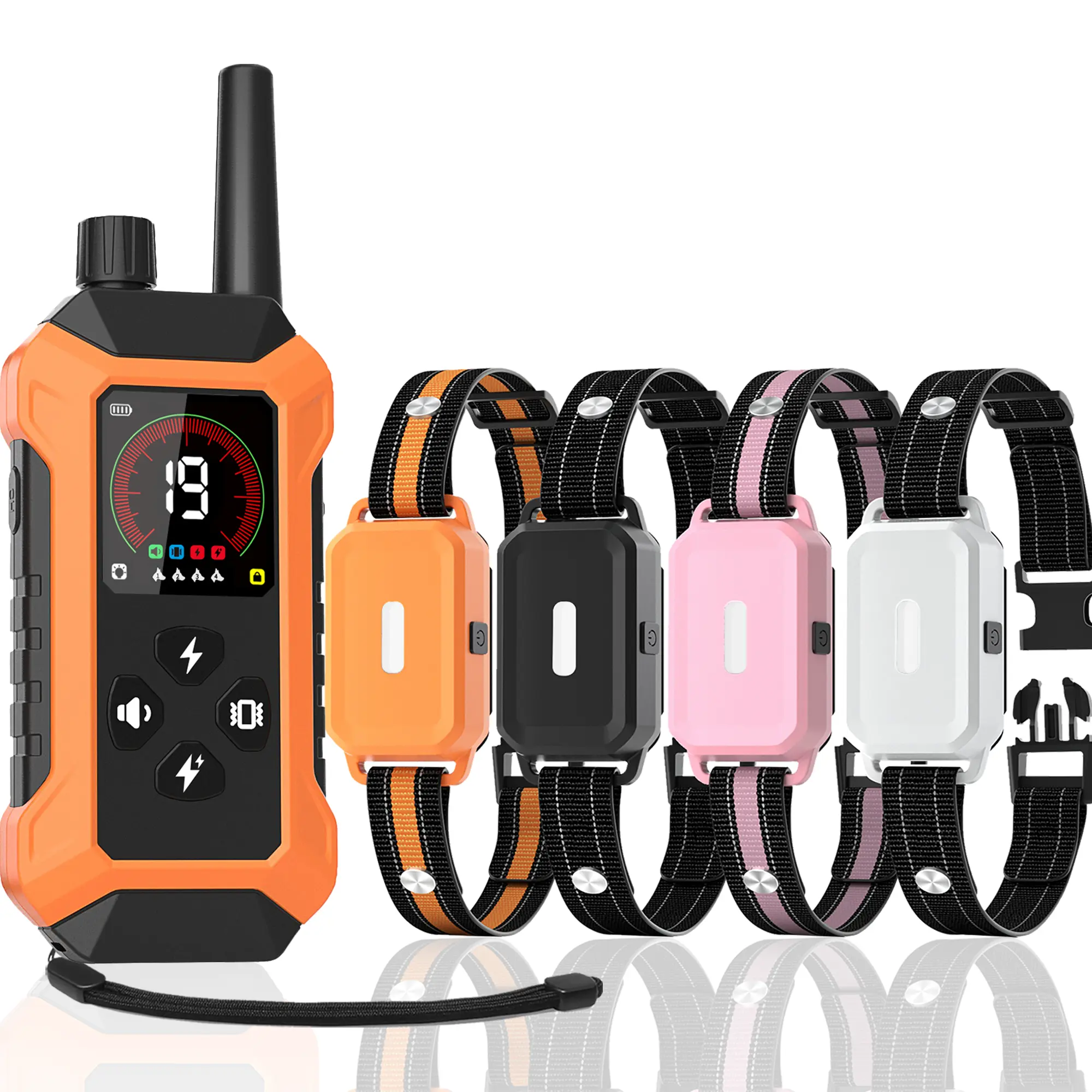 4 Pack Pet Electronic Training Collar with Remote, Multi Training Modes Shock Collar, Waterproof Adjustable Design Fit Multiple Dog Breeds for Stopping Barking