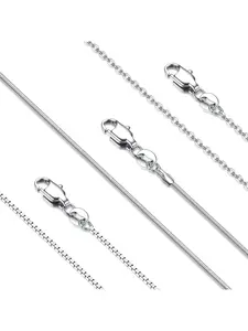 3pcs Stainless Steel Necklace Chain Set, 1mm Thin Dainty Silver Color Chain, Elegant Snake Box Cable Design, Unisex Jewelry
