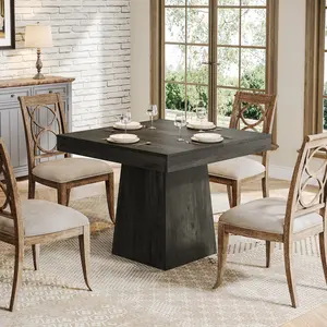 Tribesigns Rustic Farmhouse Square Dining Table for 4 31.5-Inch Kitchen Table with Sturdy Pedestal Base for Home Dining Room Living Room Kitchen