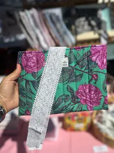 Cute Quilted Book Sleeve, Green Florals