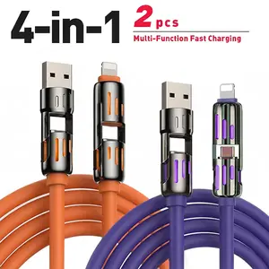 4-in-1 Multi 240W Fast Charging super Liquid Silicone Cable with USB A Type C Lightning for iPhone17&Samsung Laptops Charger tiktokshopspringglowup Electronic Cellphone outdoorfun