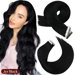 MORESOO Straight Tape-In Human Hair Extensions ,10-28 Inch, Real Remy Hair Seamless Invisible Tape Ins for Black Hair, DIY Reusable Heat Friendly#DealsForYouDays