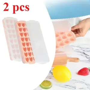 2 Pieces of Easily Molded Silicone Ice Tray -24 Compartments, DIY Homemade Fruit Ice Tray with Lid 9.25inx3.94in, Simple and Convenient Ice Tray, Suitable for Homemade Beverage Ice Cubes and Jelly, Kitchen Utensils ,Textiles & Soft Furnishings
