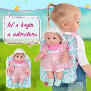 DEARBEI 6-piece set of 12 inch baby doll backpack, including doll, clothes, pacifier, hat, socks, multi accessory combination, portable doll backpack, children's toys, birthday gifts, Christmas gifts