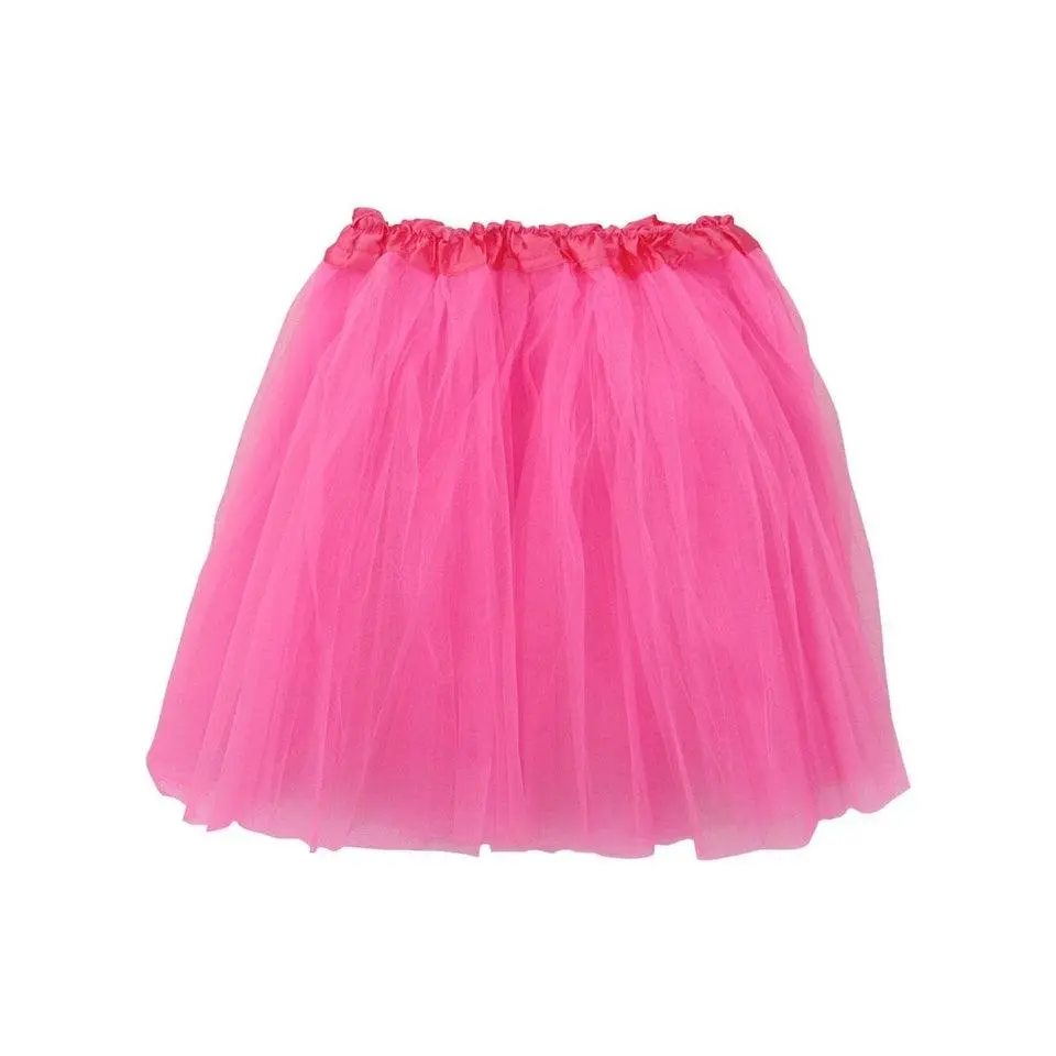Neon Pink Tutu Skirt for Women – 3-Layer Tulle Ballet Skirt for Costume, Dress-Up, Dance, & Cosplay