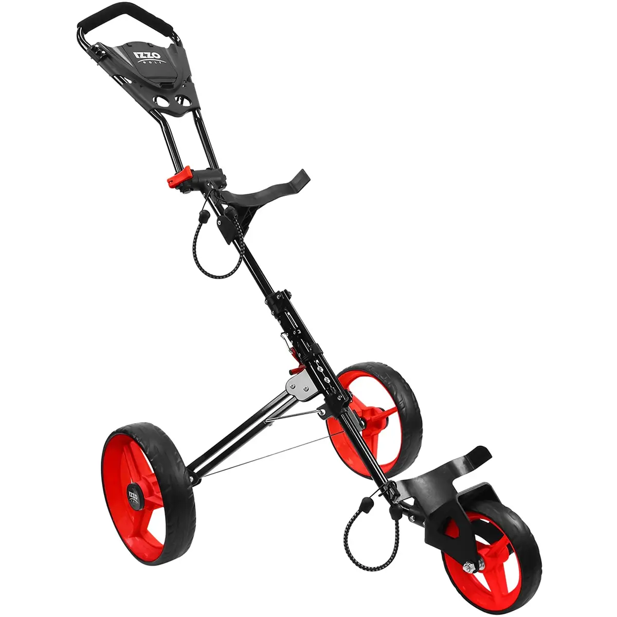 Izzo Golf Rover II 3-Wheel Push Cart, Black, Compatible with Golf Bags, Golf Bag