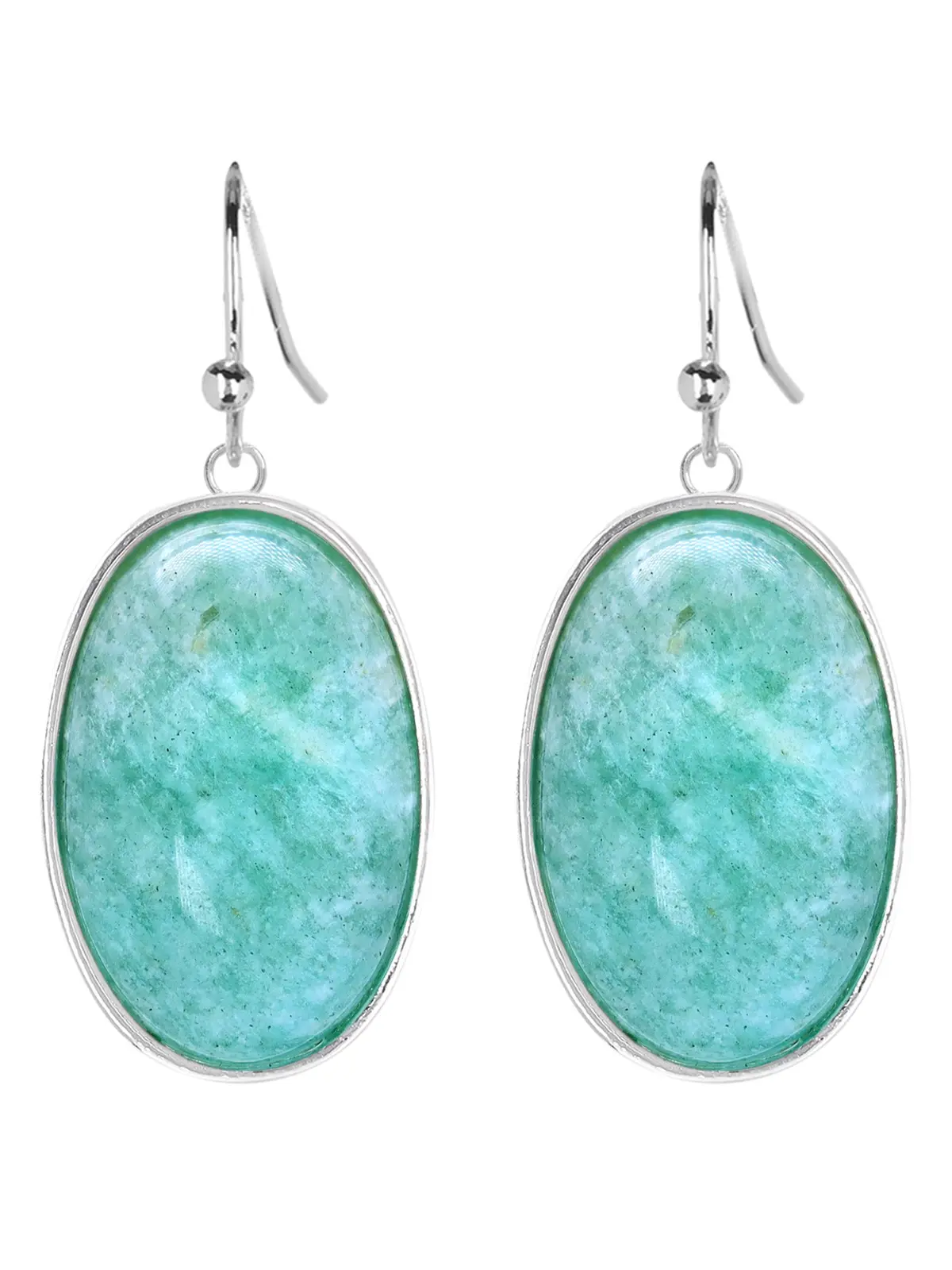 Amazonite Oval Cabochon Statement Earrings, Handmade Jewelry, Gift For Her, Handcrafted Elegance