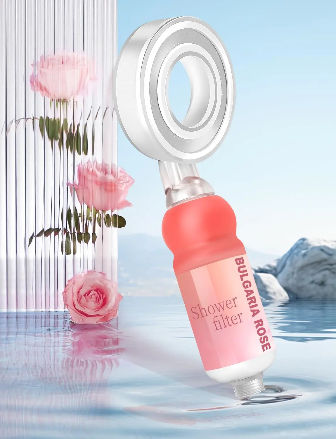 Rose Filtered Aromatherapy Shower Head with Handheld Built-in Multiple Filters 79 Inch Stainless Steel Hose & Adjustable Holder