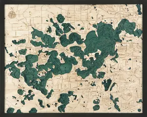 Lake Minnetonka, Minnesota 3-D Nautical Wood Chart, Large, 24.5" x 31"