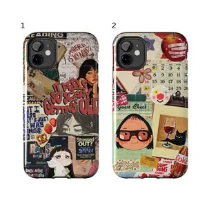 Vintage Indie Scrapbook Style iPhone Case, Retro Sticker Journal Art Cover, Cute Trendy Protective Case