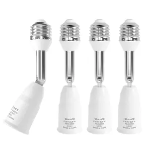 E26 Light Socket Extender - Standard Medium Base Adapter, Adjustable 180° & 360°, Bulb Adapter Converter Max 200W, 0-250V, 2/4 Pack