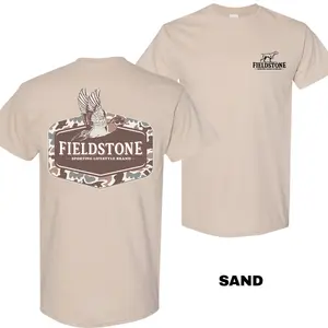Fieldstone Camo Wood Duck T-Shirt, Southern Outdoor Graphic Tee, Unisex Shortsleeve Crewneck, Fabric Cotton, Menswear Top, Gifts for Men and Women, Trendy Shirt for Country Life